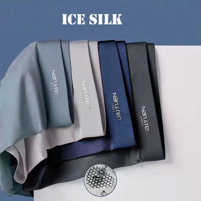 4Pcs Men's Ice Silk Boxer Shorts Underpants Breathable Thin 