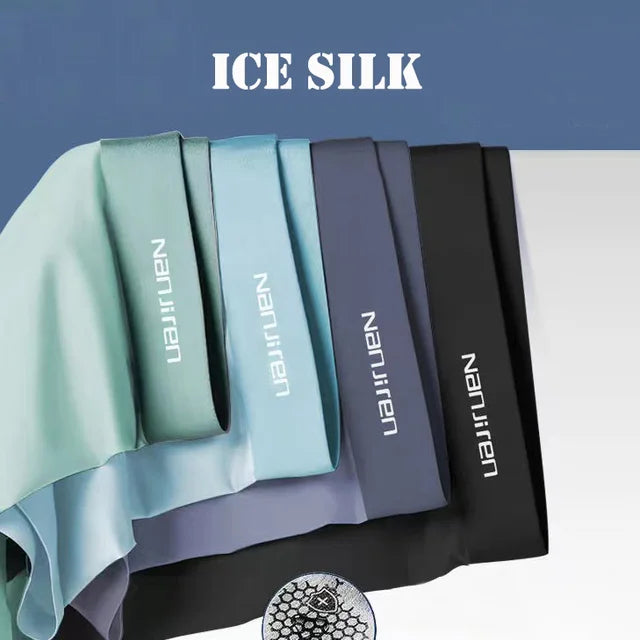 4Pcs Men's Ice Silk Boxer Shorts Underpants Breathable Thin 