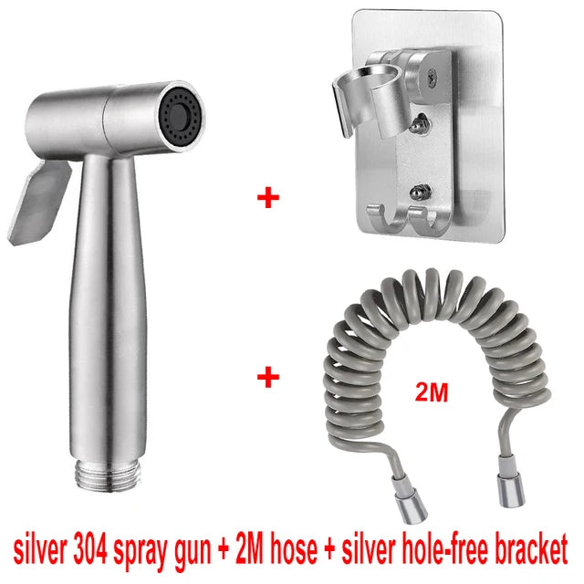 Handheld Toilet Bidet Sprayer Set 304 Stainless Steel Spray Shower Nozzle Self Cleaning