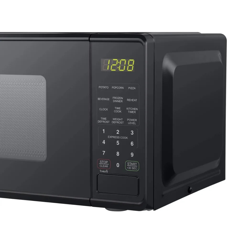 0.7 Cu. Ft. Countertop Microwave Oven, 700 Watts, Black, New, LED Display, Kitchen Timer, Household Tabletop Microwave Oven